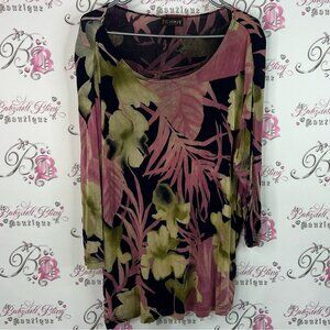 Picadilly long sleeve shirt flower Fashion Women's Floral Blouse Pink and Green